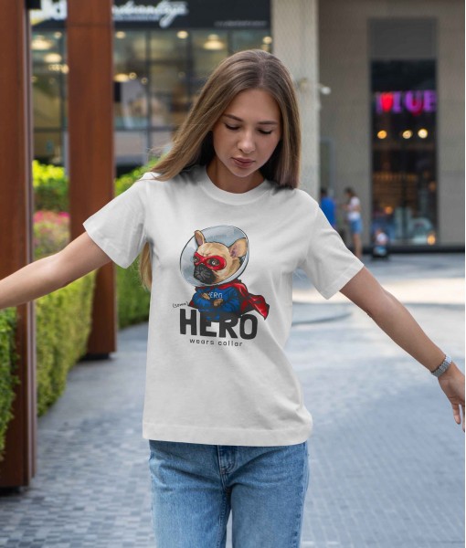 Дамска тениска с щампа Арт Superhero dog